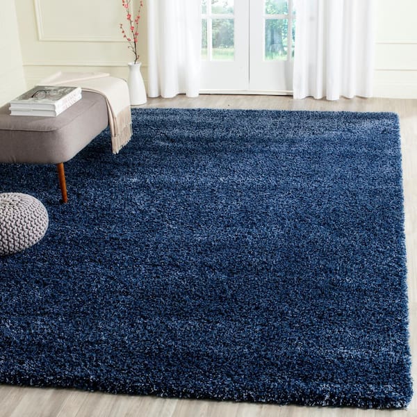 California Shag Navy 9 ft. x 12 ft. Solid Area Rug