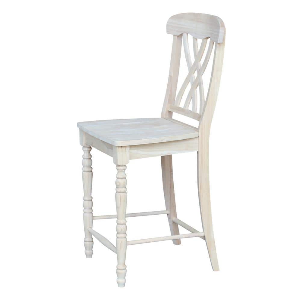 24" Unfinished Parawood Lattice Counter Height Barstool