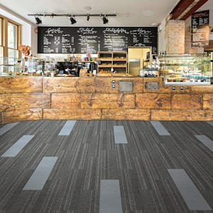 Peel and Stick Dove Barcode Planks 9 in. x 36 in. Commercial/Residential Carpet (16-tile / case)