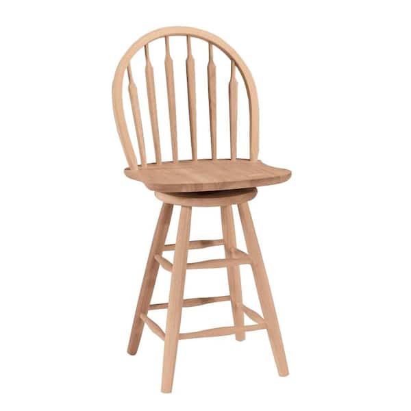 International Concepts 24 in. Unfinished Wood Swivel Bar Stool