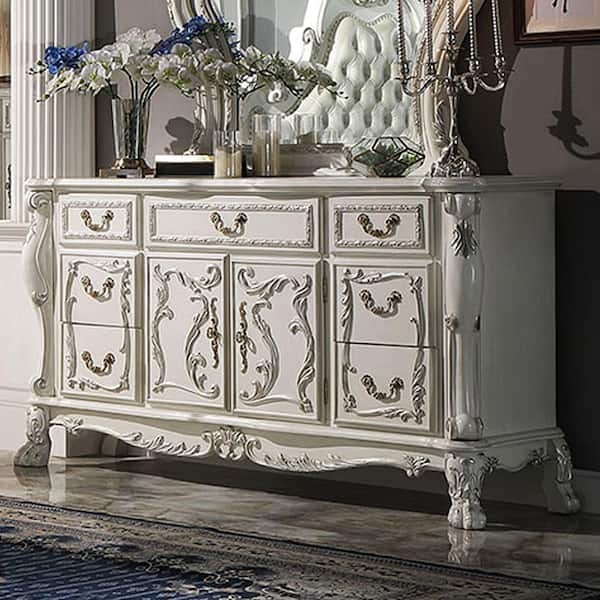 Acme Furniture Dresden Antique White Finish 7 20.5 in. Dresser with Mirror  BD01685 - The Home Depot