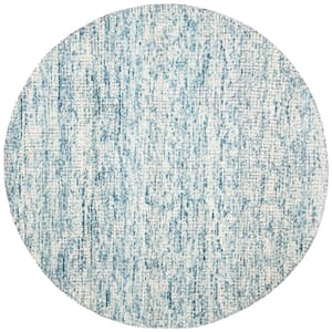 Abstract Ivory/Navy 6 ft. x 6 ft. Round Geometric Area Rug