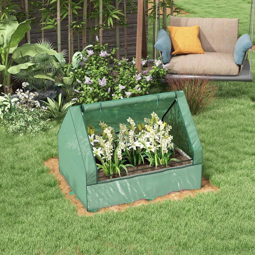 Galvanized Steel Raised Garden Bed with Greenhouse Cover, 36.25" x 49.25"