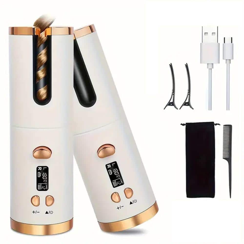 10.63 in. x 7.48 in. x 3.15 in. Portable Cordless Hair Curler with 6 Temper