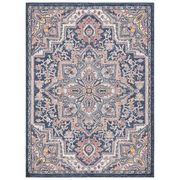 SAFAVIEH Astoria 8 ft. x 10 ft. Blue/Beige Multi Color Medallion Area Rug