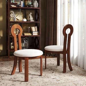 (Set of 2) Modern Lambswool Sitting Cushion Dining Chair Desk Chair Furniture in Walnut