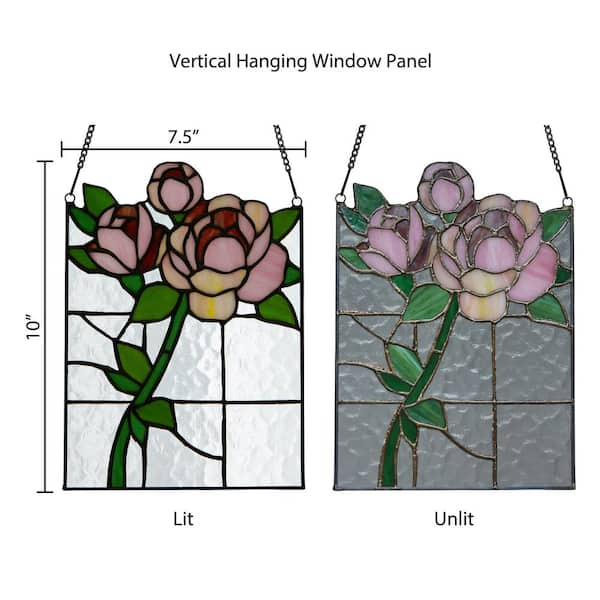 River of Goods Victorian Rose Stained Glass Window Panel 21248 - The Home  Depot