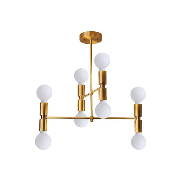 Y'INSP 21.6 in. 8-Light Brass Sputnik Sphere Semi- Flush Mount with No Bulbs Included