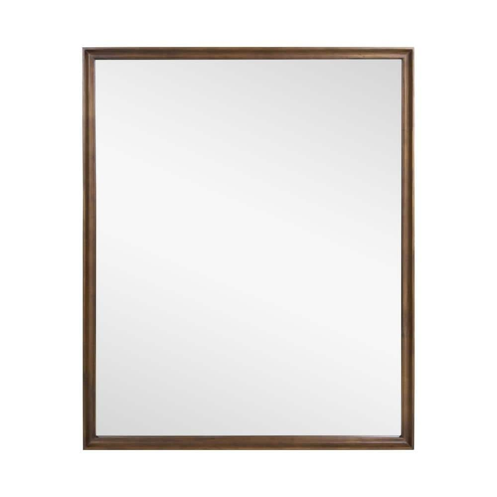 28 in. W x 34 in. H Rectangle Wooden Frame Brown Mirror 337103 - The ...