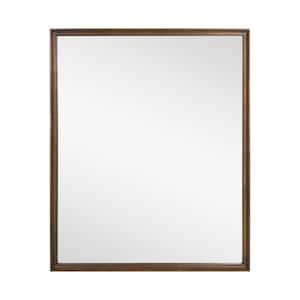 28 in. W x 34 in. H Rectangle Wooden Frame Brown Mirror