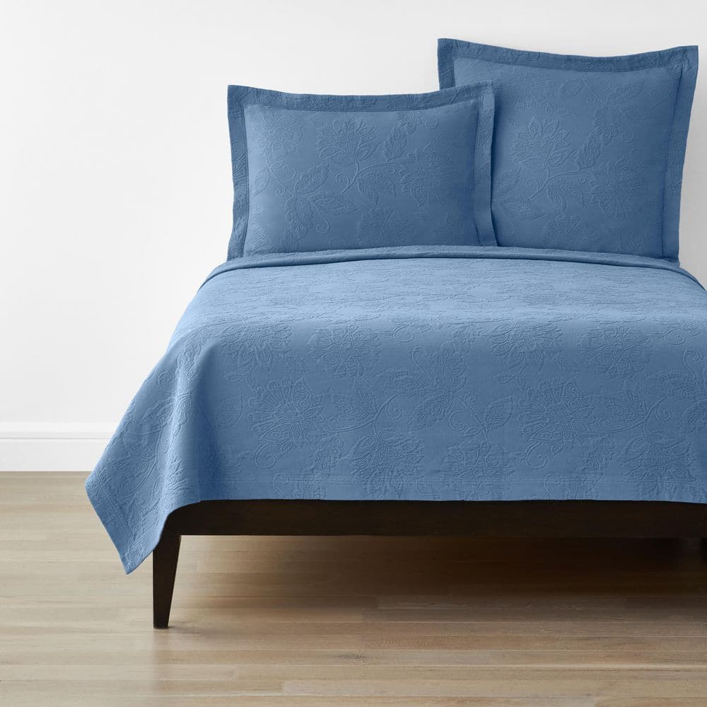 The Company Store Putnam Matelasse Denim Cotton Full Coverlet