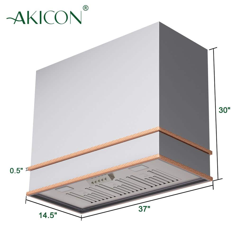 36" Brushed Stainless Steel and Copper Wall Mounted Range Hood