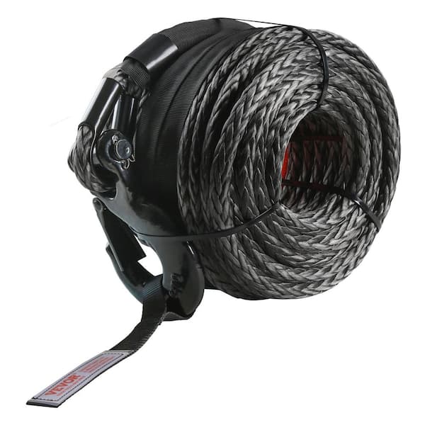 SKYSHALO Synthetic Winch Rope, 3/8 in. x 100 ft. 26,500 lbs. Synthetic Winch Line Cable Rope with Protective Sleeve Forged Hook