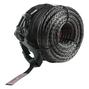 Synthetic Winch Rope, 3/8 in. x 100 ft. 26,500 lbs. Synthetic Winch Line Cable Rope with Protective Sleeve Forged Hook