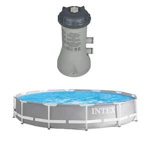 12 ft. x 30 in. Round Above Ground Metal Frame Pool and 1000 GPH Above Ground Pool Pump, 1718 Gallons Capacity