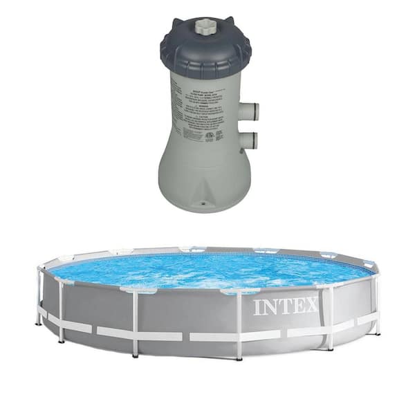Intex 12 ft. x 30 in. Round Above Ground Metal Frame Pool and 1000 GPH Above Ground Pool Pump, 1718 Gallons Capacity