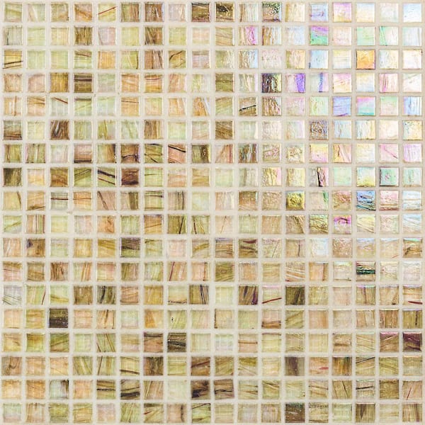 Ivy Hill Tile Breeze White Gold Stained, Stained Glass Mosaic Tiles