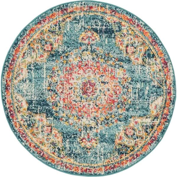 Unique Loom Penrose Alexis Blue 3 ft. 3 in. x 3 ft. 3 in. Round Rug