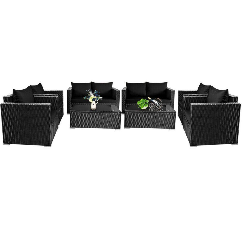 Gymax 8Piece Rattan Patio Conversation Set Outdoor Furniture Set w