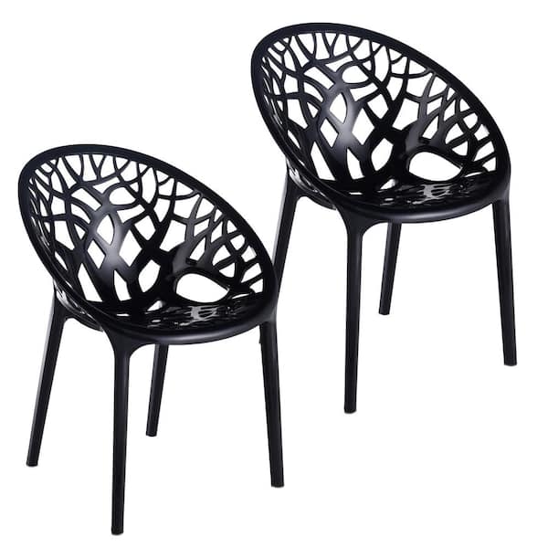 StyleCraft Cameron Glossy Black Plastic Single Side Chair