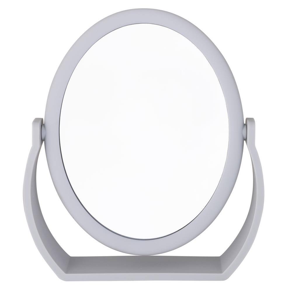Gray Rubberized 10x Magnification Vanity Mirror