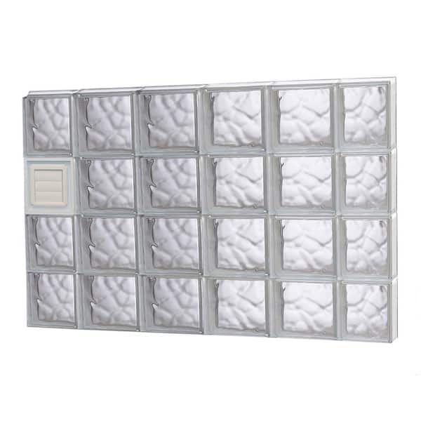 Clearly Secure 42.5 in. x 31 in. x 3.125 in. Frameless Wave Pattern Glass Block Window with Dryer Vent