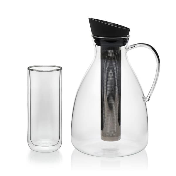 VIVA Scandinavia Infusion 5-Piece Glass Iced Tea Carafe and Classic Double Walled Tall Drinkware Set