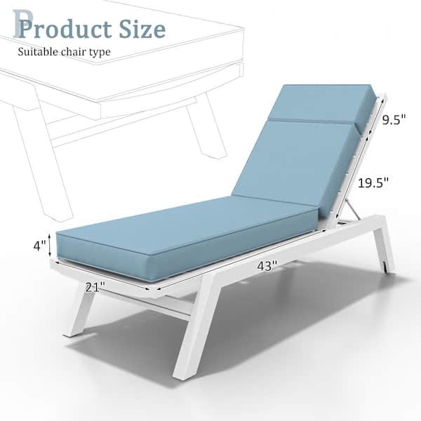 71 in. x 21 in. x 4 in. (2-Pack) Outdoor Water-Resistant Replacement Chaise Lounge Seat Cushion Sky Blue