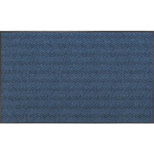 Chevron Rib Slate Blue 3 ft. x 4 ft. Indoor/Outdoor Commercial Door Mat