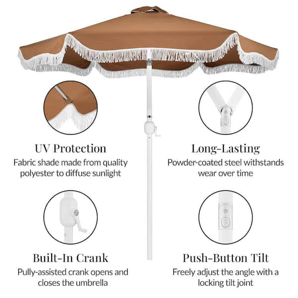best time to buy patio umbrella AreShark 9ft 3-Tier Umbrellas, Outdoor with 8 Sturdy Ribs UV Protection Windproof, Market Table Umbrella w/Push Button Tilt & Crank for Pool, Porch, Deck, Garden(Red) : Patio, Lawn enhancing its visual appeal and creating a stylish look MAISON ARTS 7ft Patio Fringe