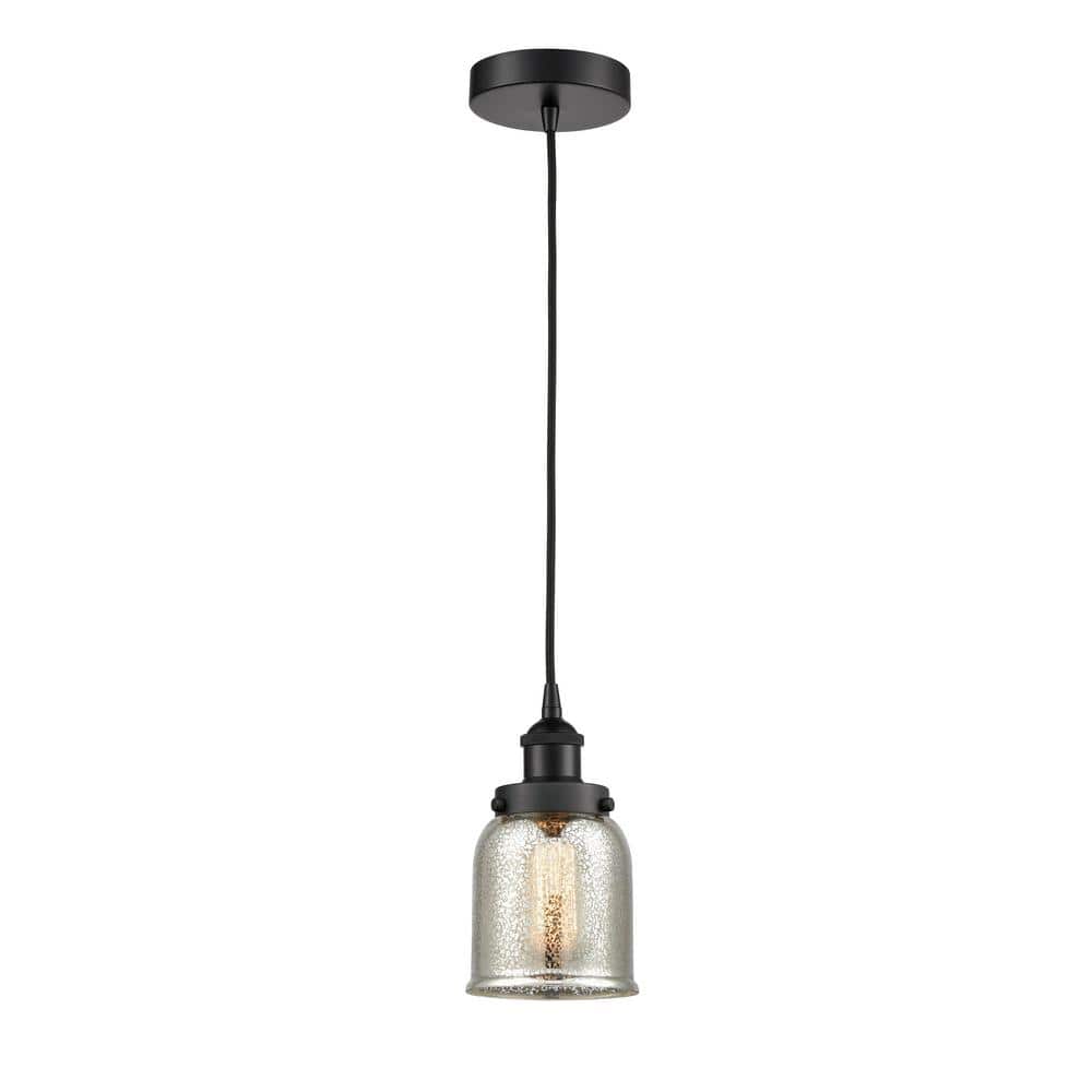 Bell 100-Watt 1-Light Matte Black Shaded Mini Pendant Light with Mercury Glass Mercury Glass Shade price history on PriceWatchPro