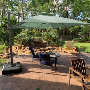 10 ft. Square Olefin Double Top Rotation Outdoor Cantilever Patio Umbrella in Mint Green