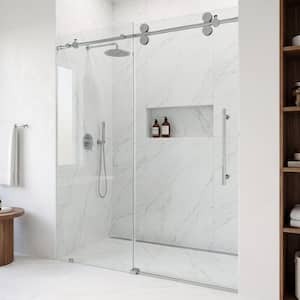 Elan 56 to 60 in. W x 74 in. H Frameless Sliding Shower Door in Chrome with 3/8 in. Clear Tempered Glass and Reversible