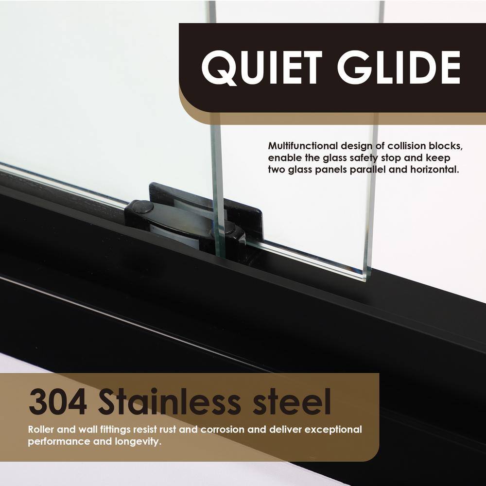 Caspar 60" Matte Black Clear Glass Frameless Tub Door
