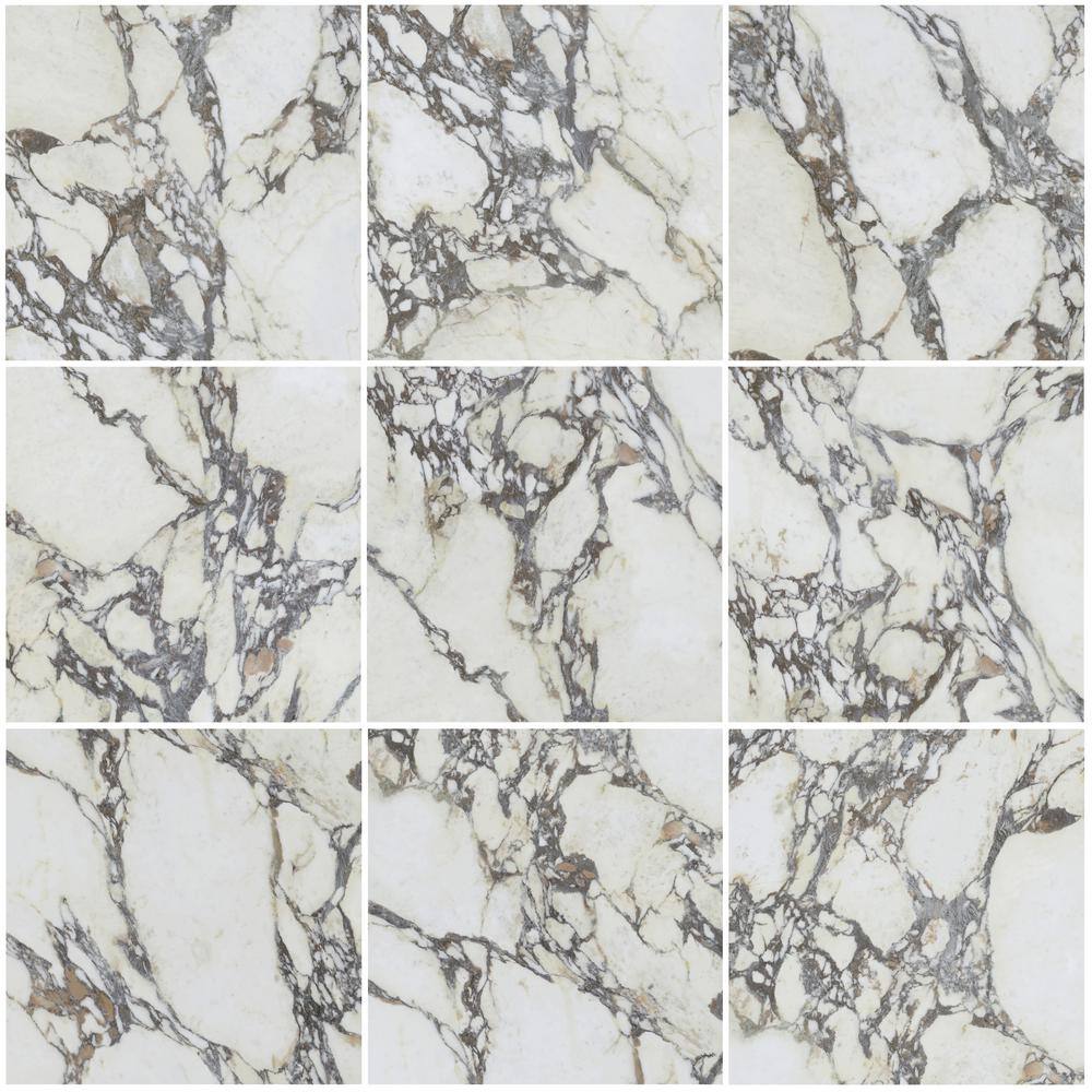 Signature 48x48 White Marble Look Satin Porcelain Tile