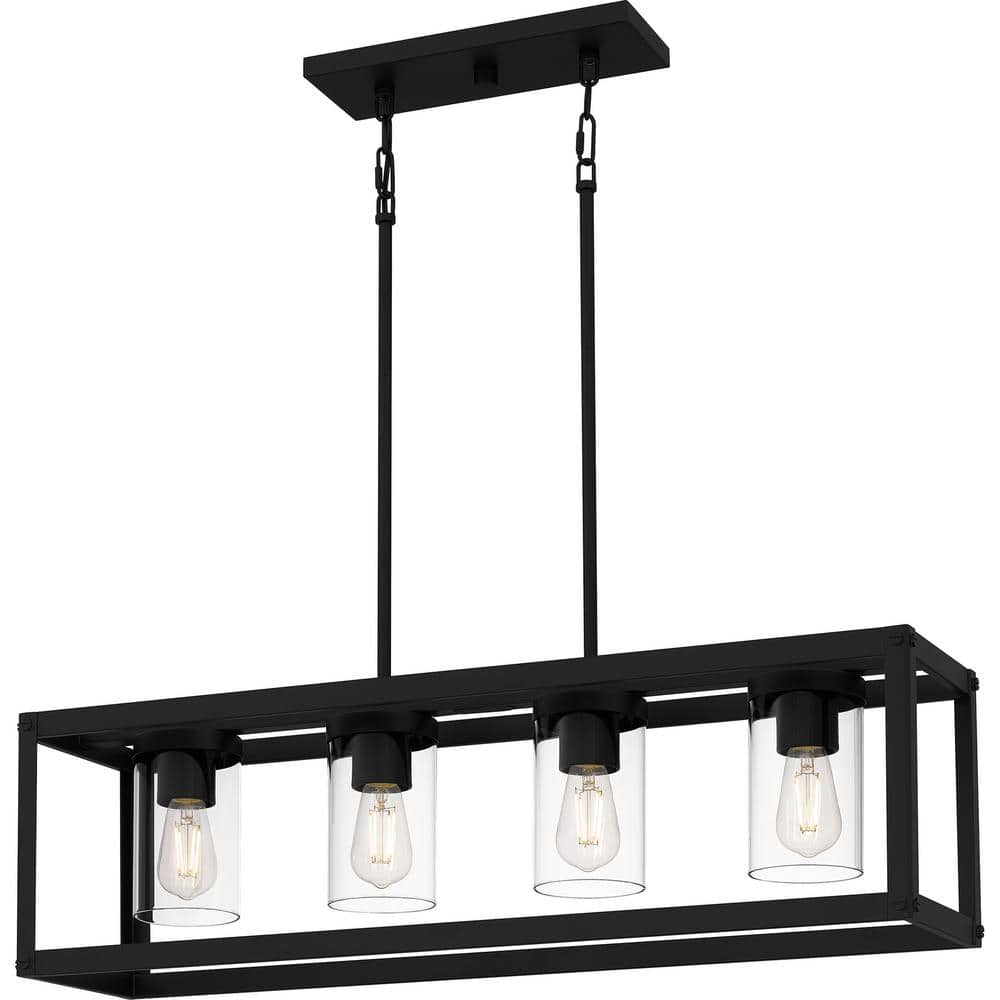 DSI LIGHTING 4-Light Matte Black Outdoor Linear Chandelier