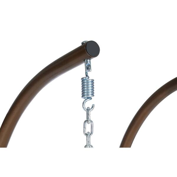 2-Person Beige Wicker Outdoor Porch Swing Chair with Stand Hanging