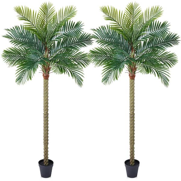 8 ft. Artificial Palm Tree Tall Tropical Tree Indoor Outdoor UV Resistant for Home House Office Decor Set of 2