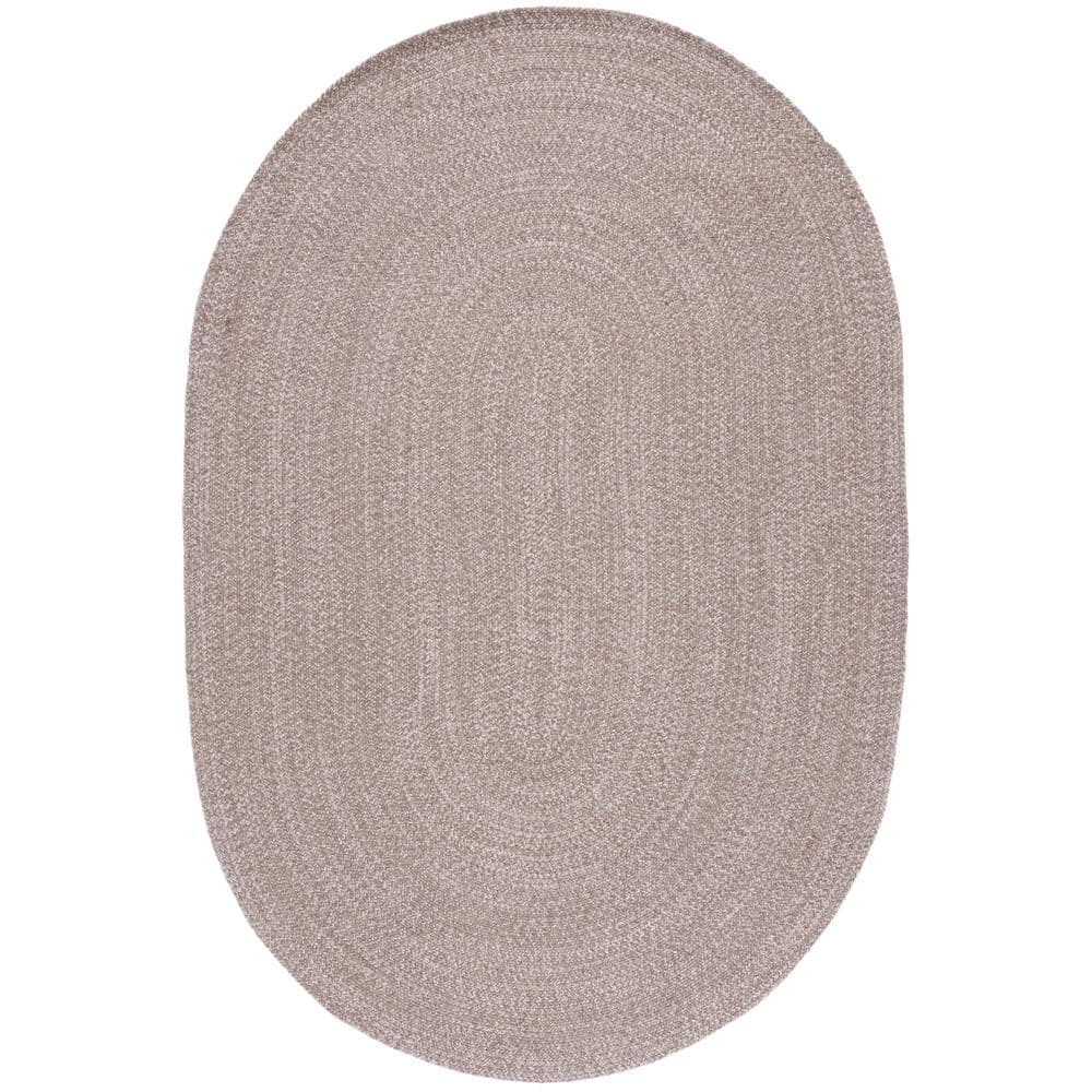 SAFAVIEH Braided Ivory Beige 3 ft. x 4 ft. Solid Oval Area Rug
