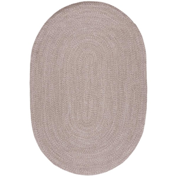 SAFAVIEH Braided Ivory Beige Doormat 3 ft. x 4 ft. Solid Oval Area Rug