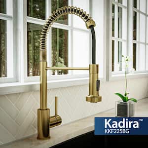 Kadira Single Handle Pull-Down Sprayer Kitchen Faucet in Brushed Gold