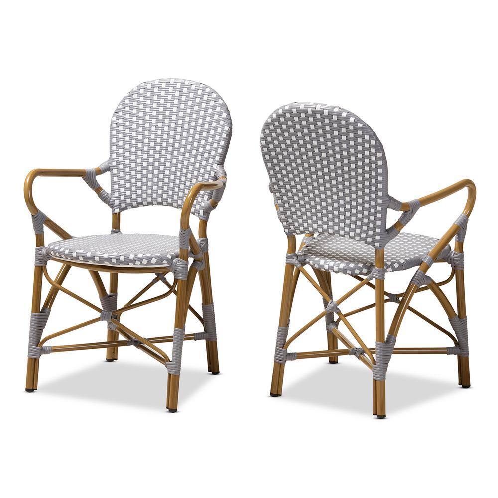 Seva Beige and Grey Bamboo-Style Aluminum Dining Chair