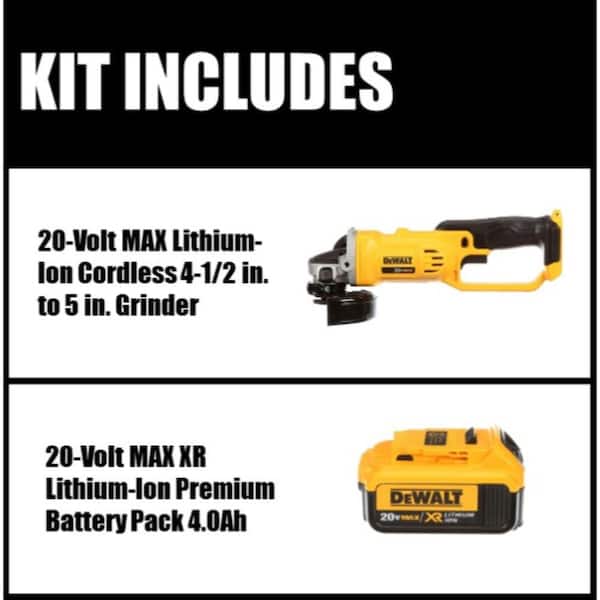 DEWALT 20-Volt MAX Cordless 4-1/2 in. to 5 in. with (1) 20-Volt 4.0Ah Battery DCG412BWDCB204 - The Home Depot