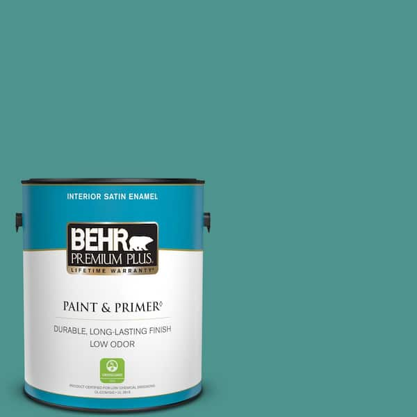 BEHR PREMIUM PLUS 1 gal. #500D-6 Mirage Lake Satin Enamel Low Odor Interior Paint & Primer