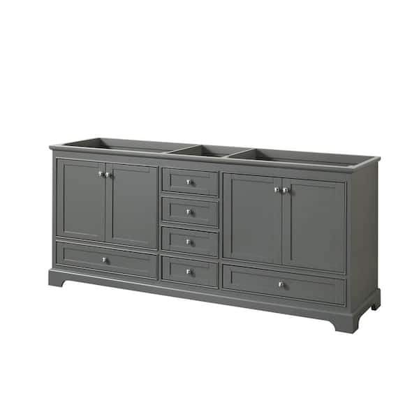 Wyndham Collection Deborah 79 in. W x 21.625 in. D Vanity Cabinet in Dark Gray