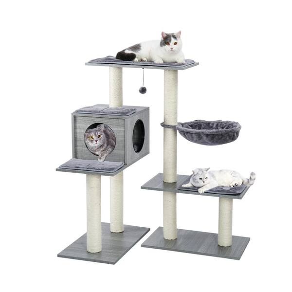 Plush Perches and Corrugated Scratcher Cat Condo YAHEETECH 42 lnches Cat Tree Tower with Sisal-Covered Scratching Posts