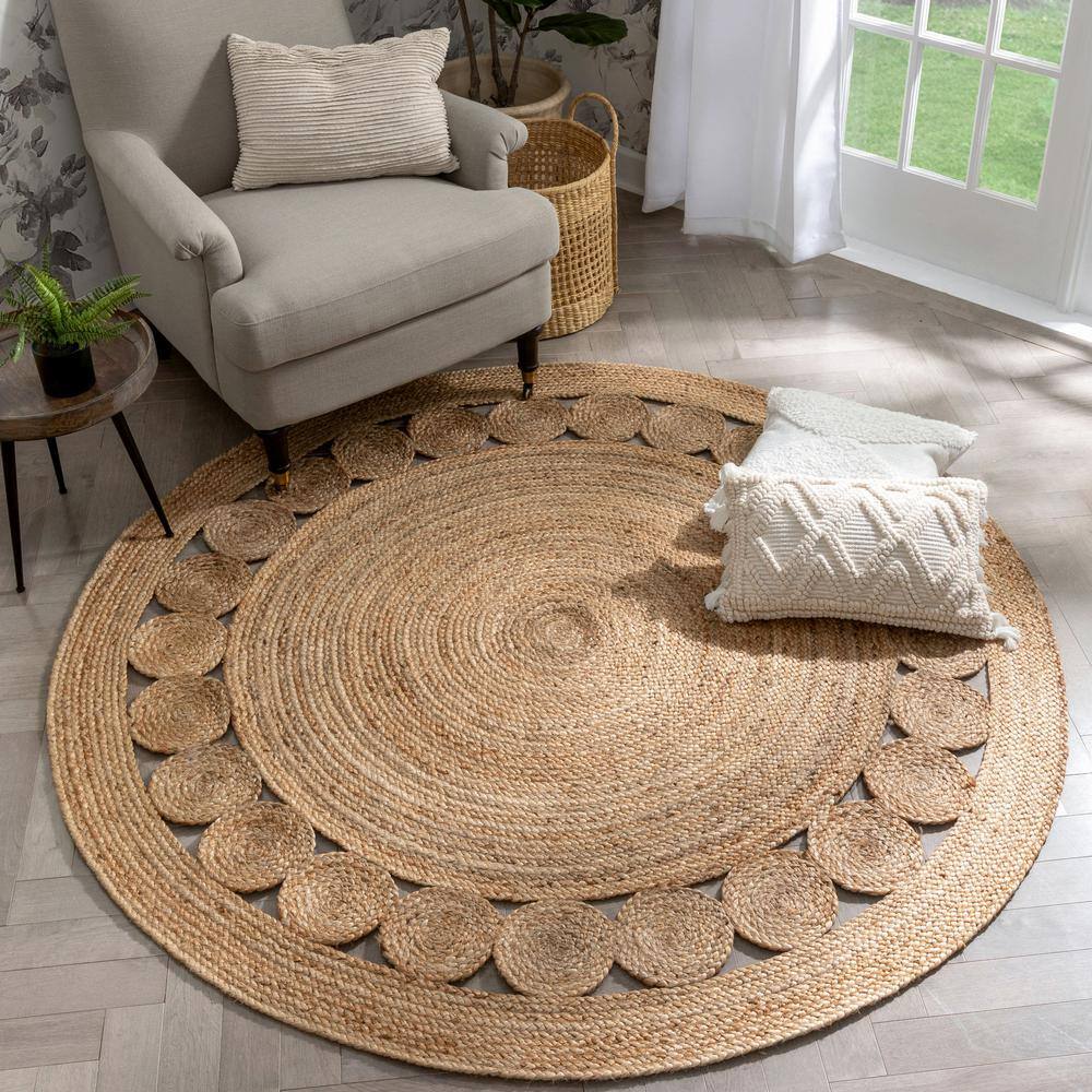 Eva Hand-Braided Natural Jute 4' Round Area Rug