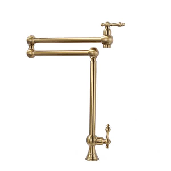 ALEASHA Deck Mounted Pot Filler with Double Handle and 2-Joints in Chrome