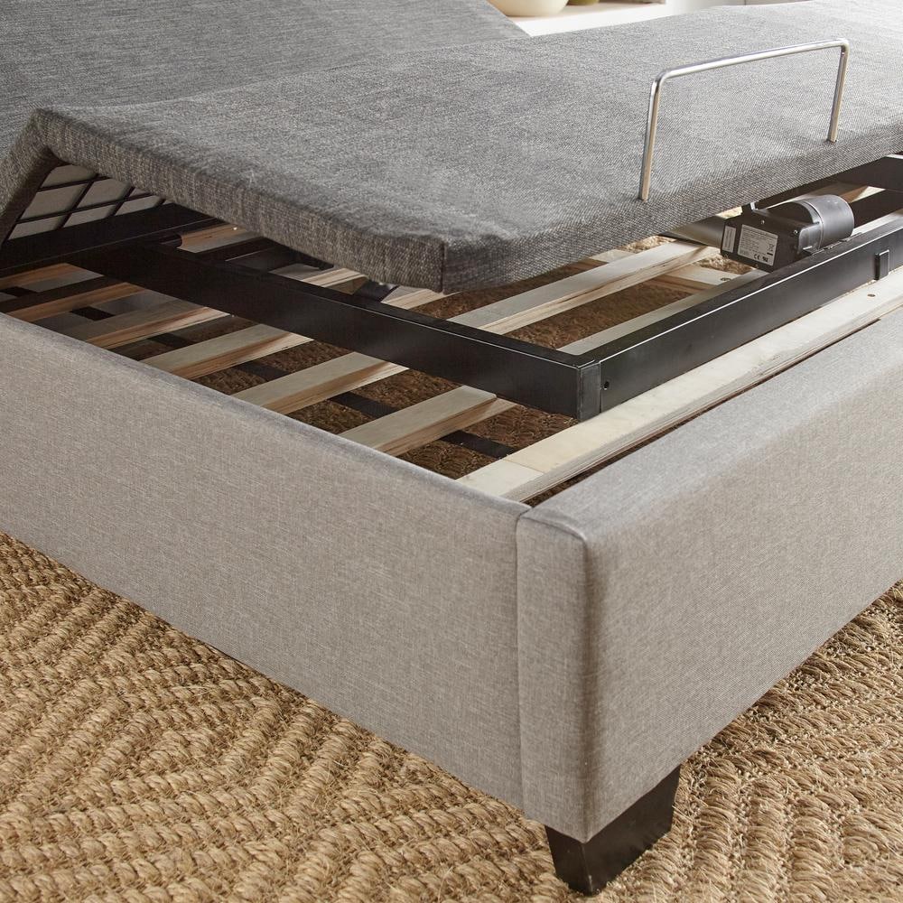 Gray Powder Coated Adjustable Queen Metal Bed Frame