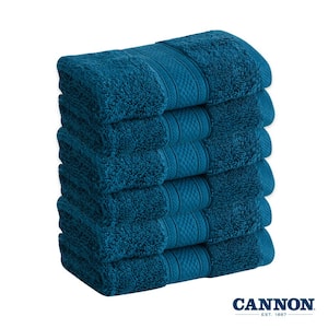 100% Cotton Low Twist Washcloth Towels (13 in. L x 13 in. W), 550 GSM, Highly Absorbent, Super (6-Pack, Peacock Blue)